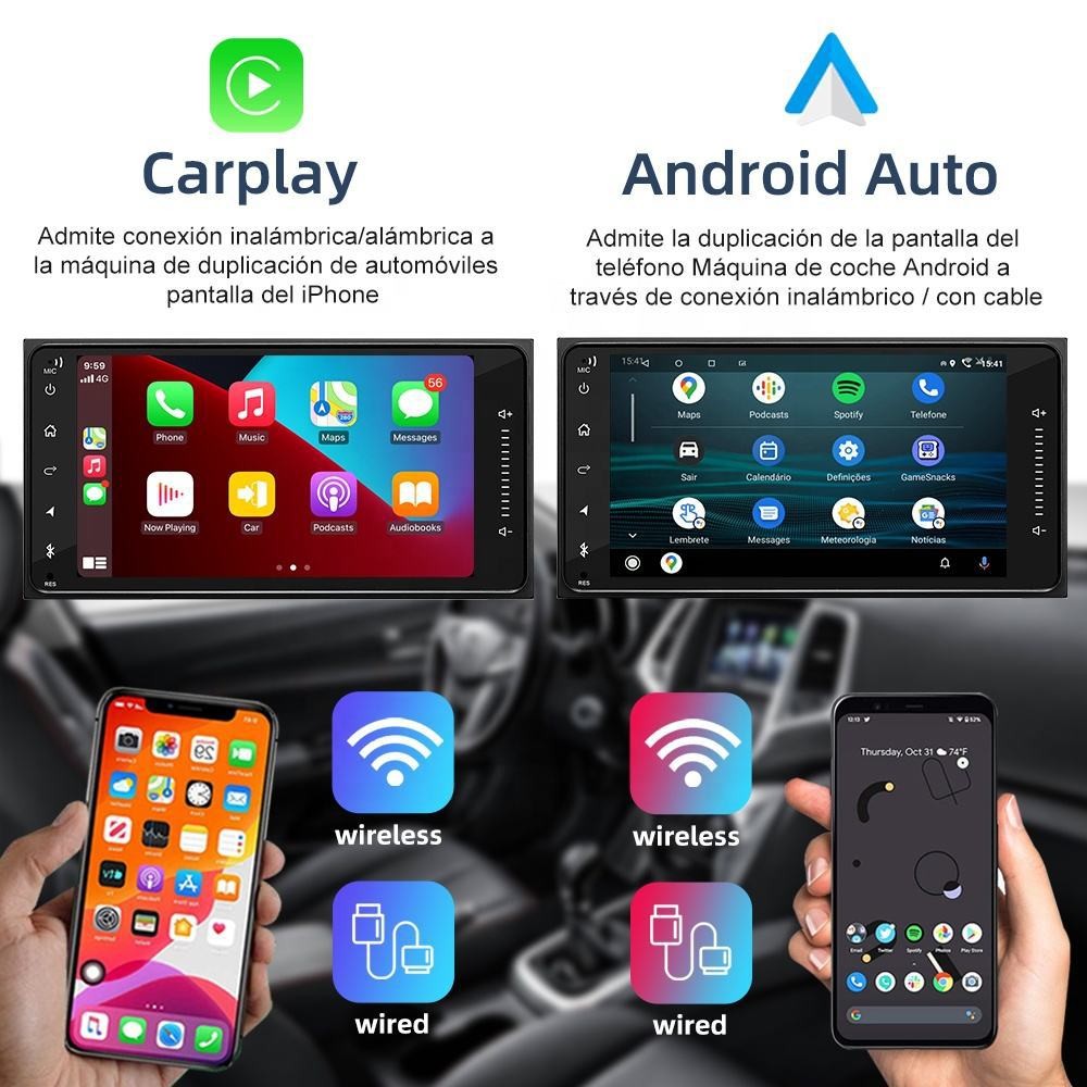 2GB+32GB 7 INCH Car Android Multimedia Player WITH CARPLAY For Toyota ...