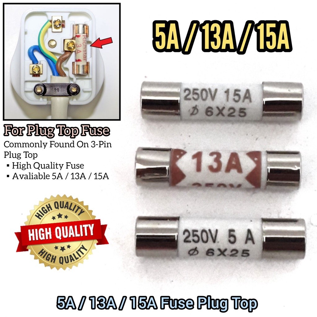 Fuse Plug 5A, 13A, 15A For Home Electrical Appliances Plug Top 1pcs ...
