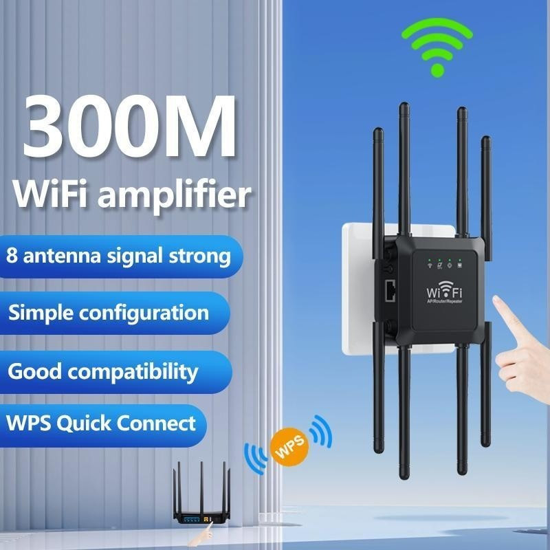 Wireless WiFi Repeater 300Mbps WiFi Extender Amplifier Booster Router ...