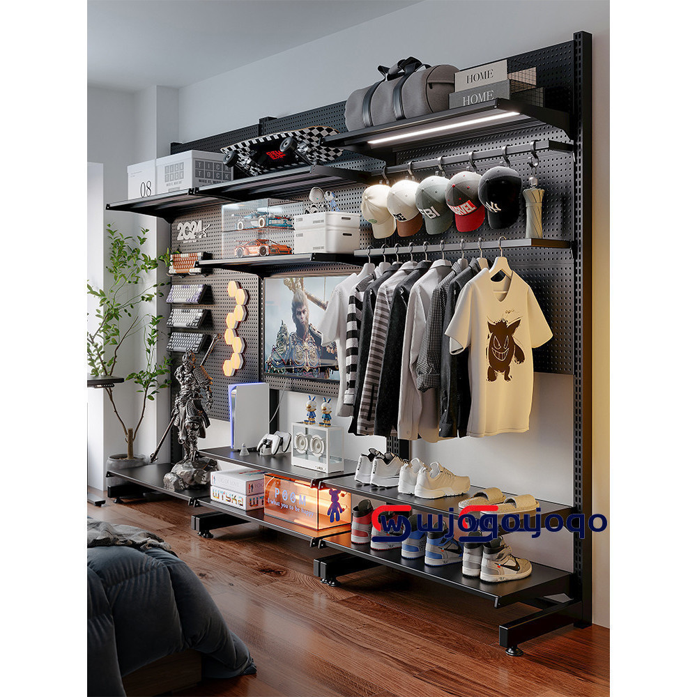 WJ Cave Board Floor Standing Wardrobe Open Metal Shelf Simple Modern ...