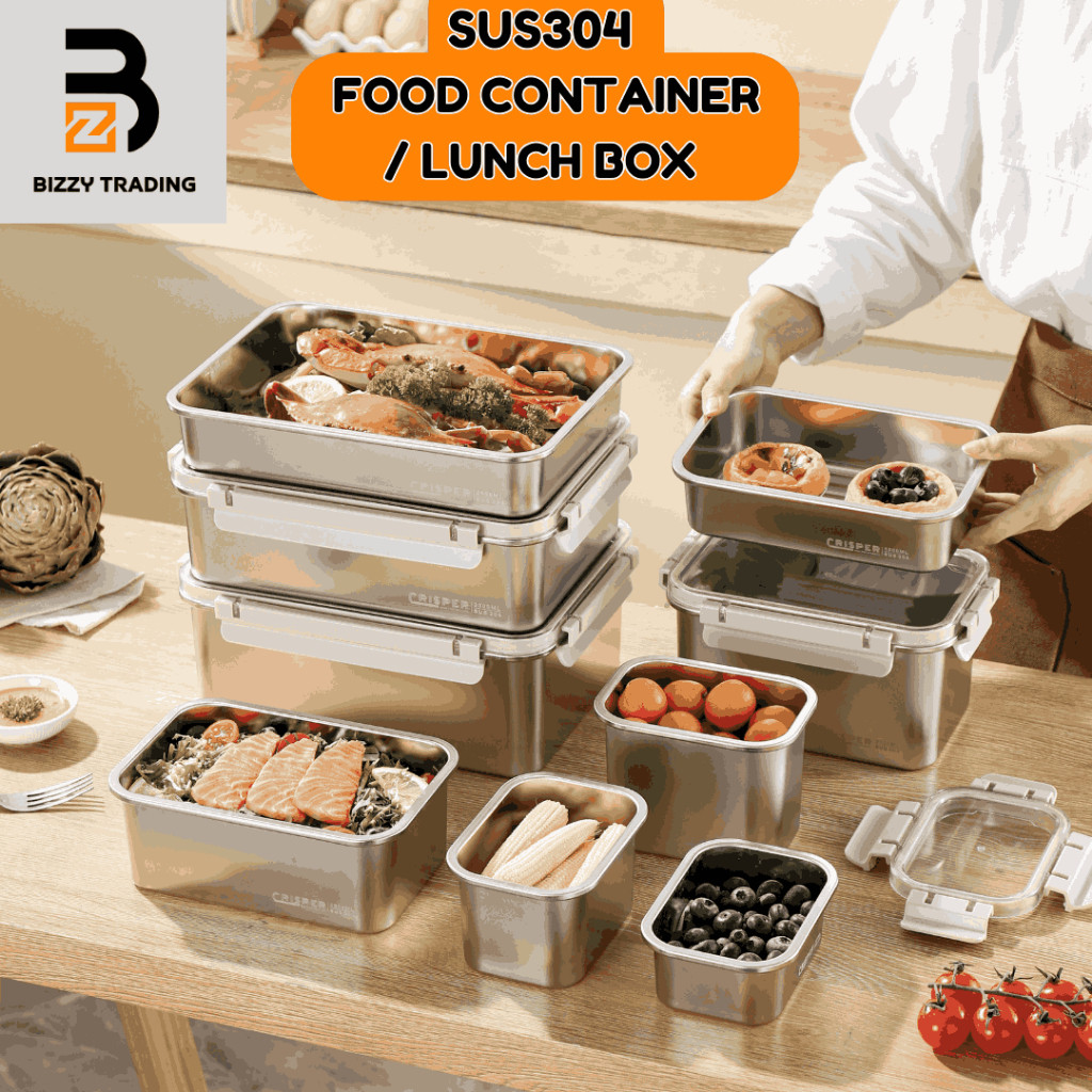 [PREMIUM] BPP SUS304 Stainless Steel Food Container/ Rectangle Snap ...