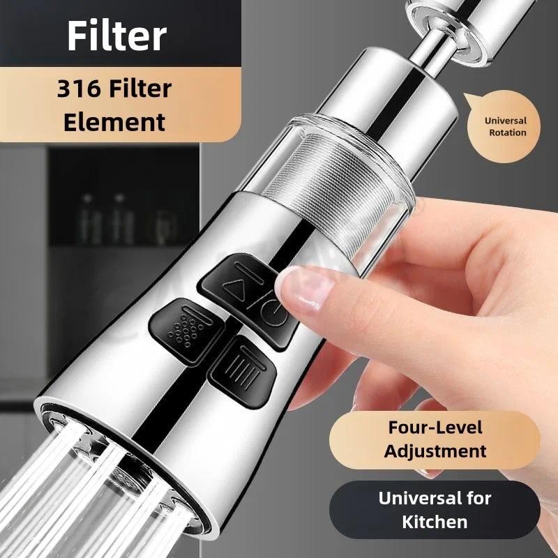 Upgraded 3 Modes Kitchen Tap 360° Rotatable Universal Faucet With ...