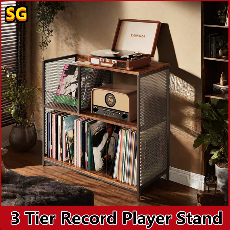 3 Tier Record Player Stand，CD Storage Rack vinyl record Rack cd rack ...