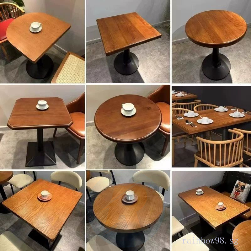 Retro Coffee Shop Table Western Restaurant Solid Wood Small round Table ...