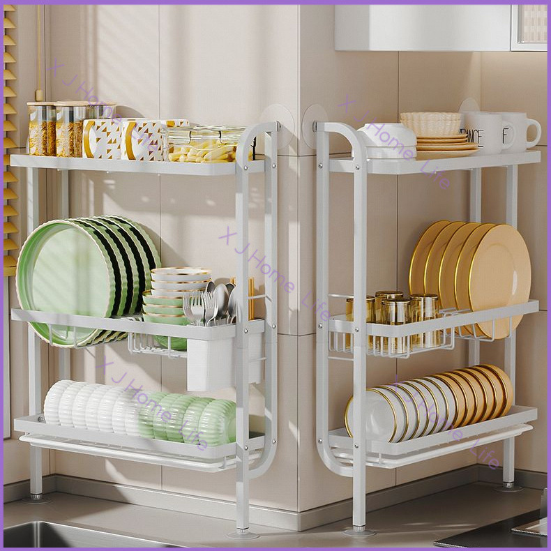 Perforation-free Wall-Mounted Kitchen Dishes Storage Rack Countertop ...