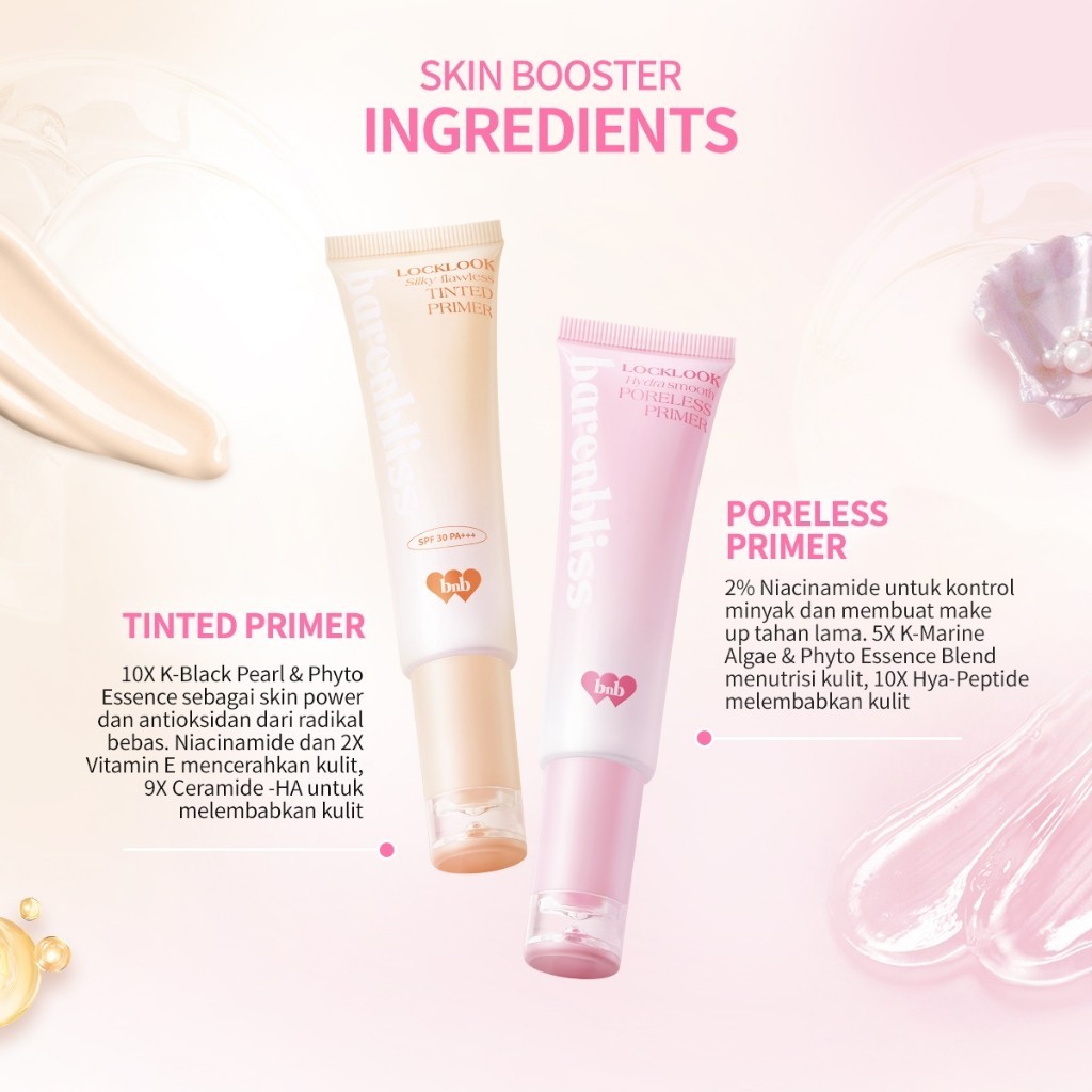 BNB barenbliss Locklook Silky Flawless Tinted & Hydra Smooth Poreless Primer / Merah Jingga Official - Gambar 4