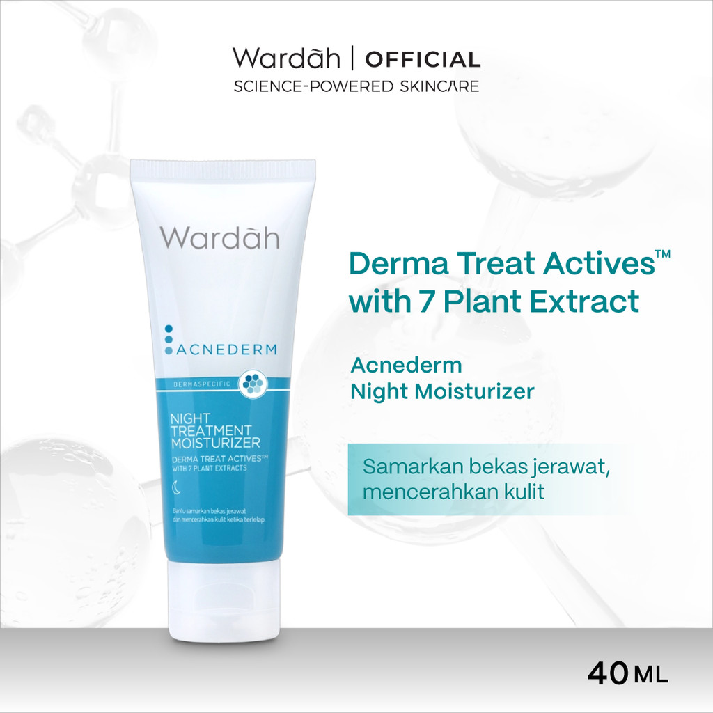 WARDAH Night Moisturizer All Series - Menyamarkan Bekas Jerawat, Dark Spot, Meratakan Warna Kulit, Menjaga Elastisitas Kulit, Melembabkan Wajah - Acnederm, Lightening, Perfect Bright, Crystal Secret, Renew You - Skincare - Gambar 2