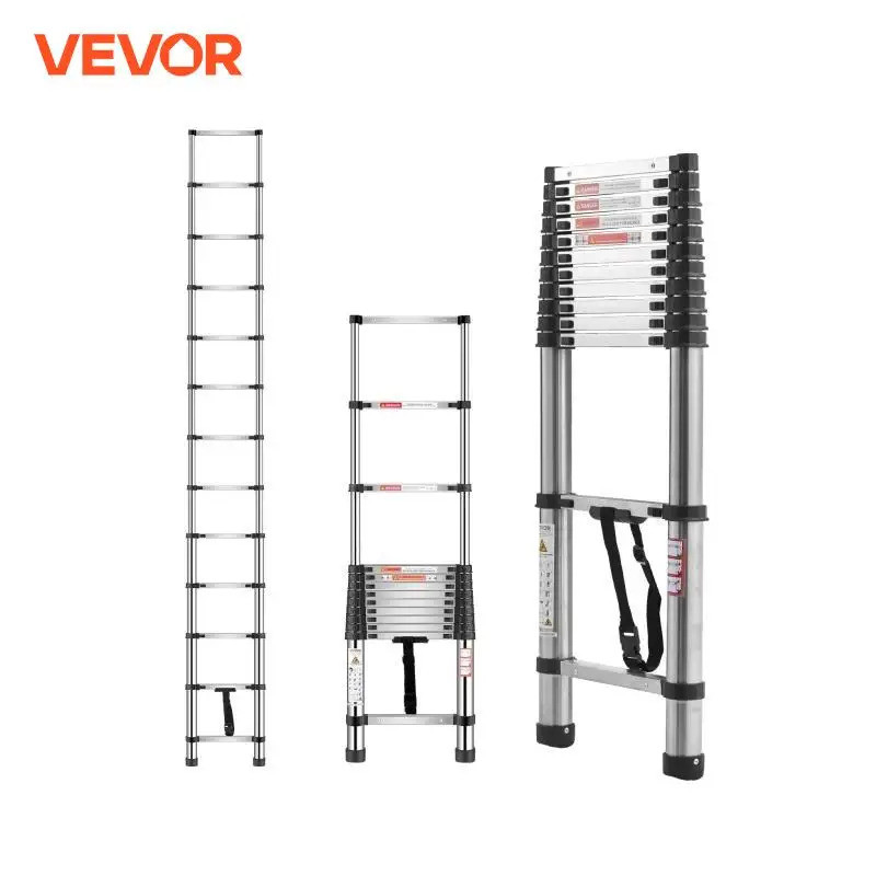 VEVOR Telescoping Ladder Stainless Steel Extension Multi-Button ...