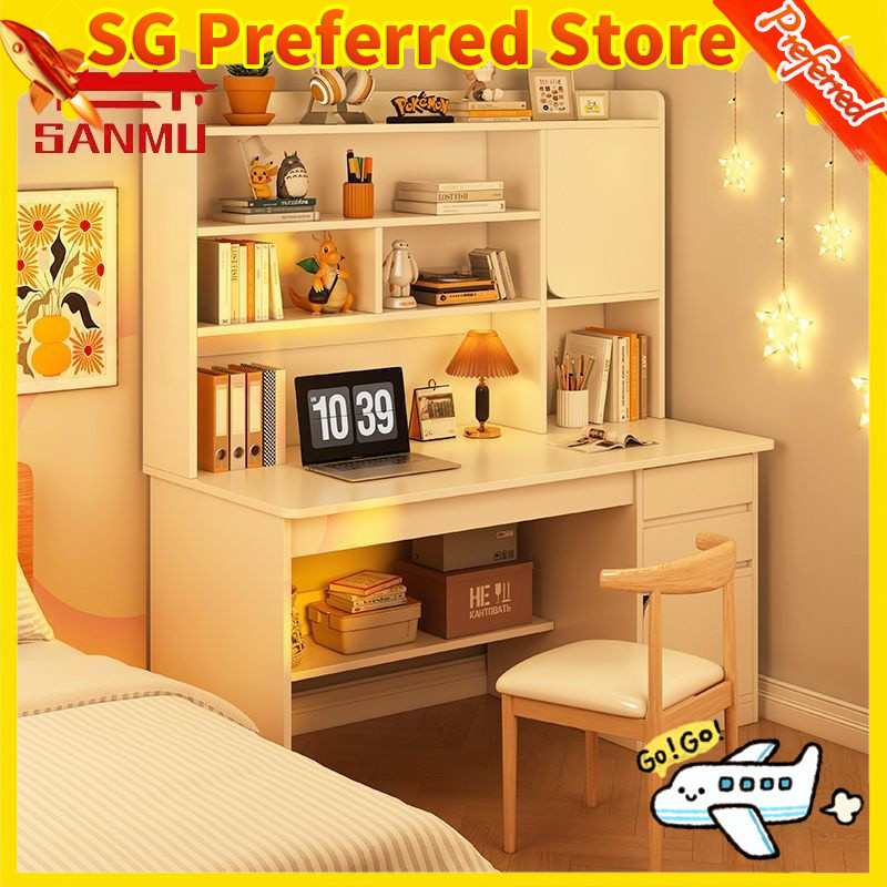 Study Table With Drawer Computer Desk With Bookshelf Writing Desk ...