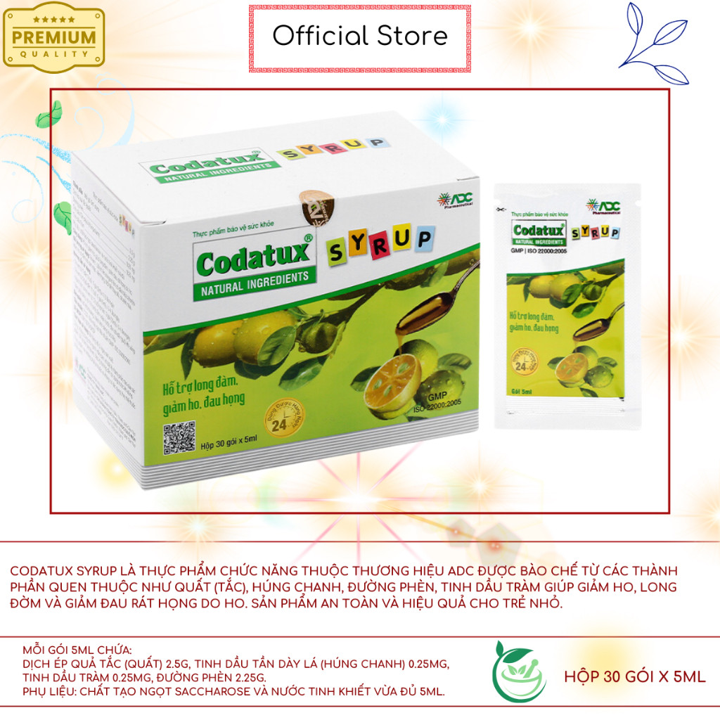 Codatux Cough Relieving Syrup, Dry Cough Relief, Windy Cough, Box of ...