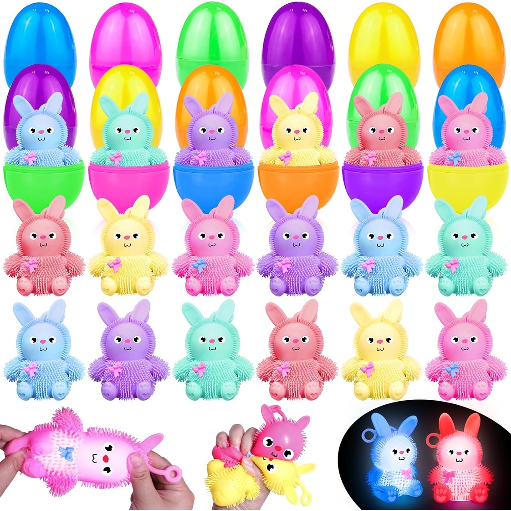 thumbnail image 2 of 12-Pack Easter Squeeze Balls - Bunny & Egg Shaped Stress Relief Toys For Easter Basket Stuffers 2 of 11