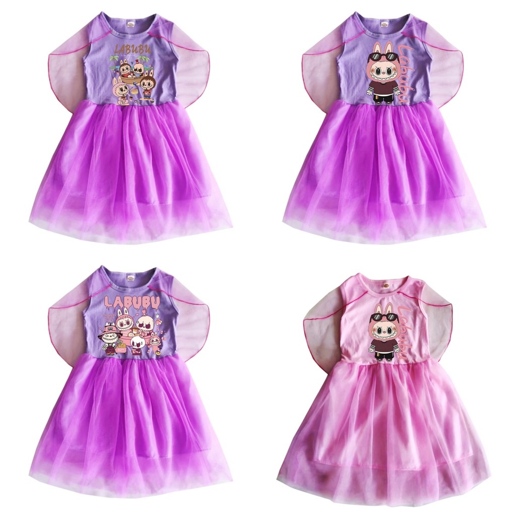 Labubu Girls Dress Pleated Hem Age 2-10 Years | Shopee Singapore