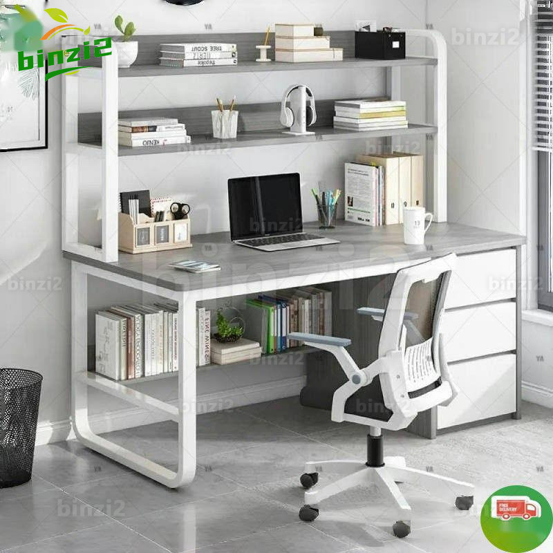 BI Simple Modern Study With Drawer Boohelf Computer Desk Bookcase ...