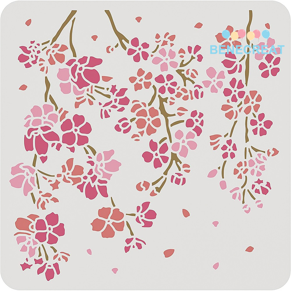 BENECREAT 1pc 12x12" Cherry Blossom Stencil Flower Weeping Cherry ...