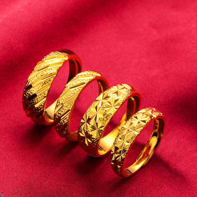 Meteor Shower Korean Gold Couple Rings - Matching His & Hers Bands ...