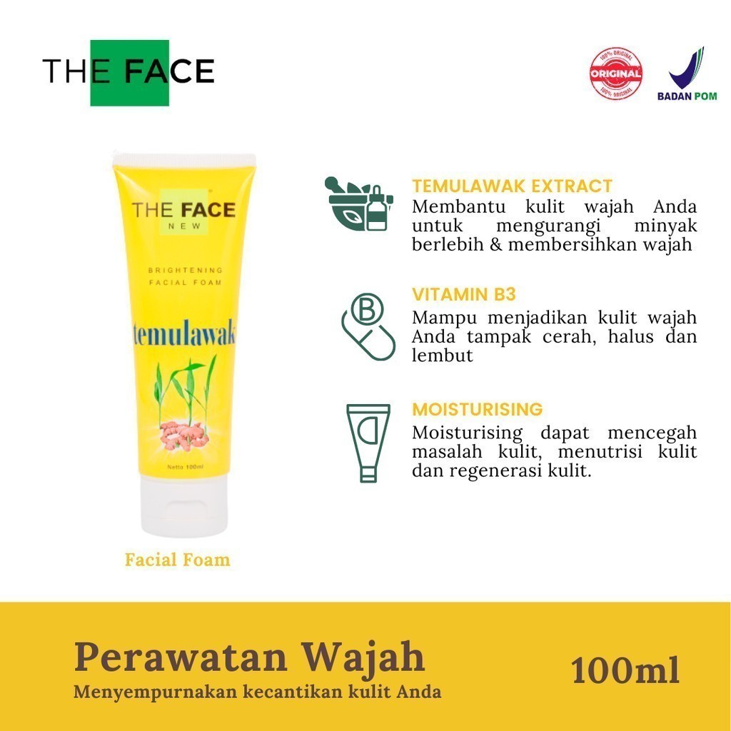 THE FACE Brightening Facial Foam Temulawak 100ml / Merah Jingga Official - Gambar 3