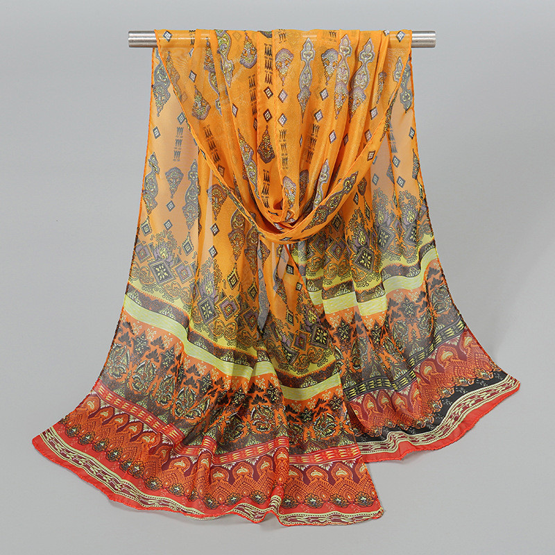 Tudung Indian Style Printed Bride Shawl Retro Print Women's Long