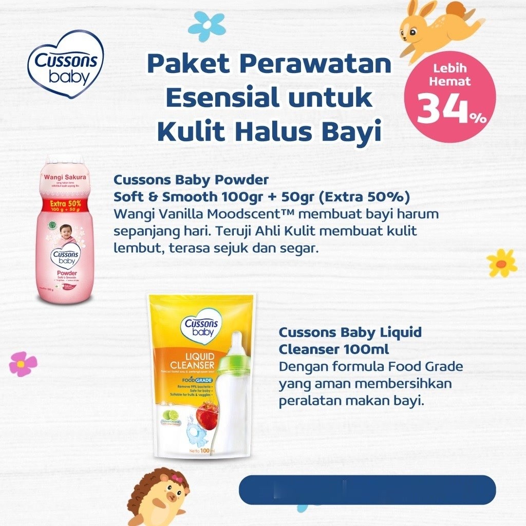 Cussons Baby Pack (Blue or Pink) - Gift Set - Paket Hadiah Bayi / Merah Jingga official - Gambar 3