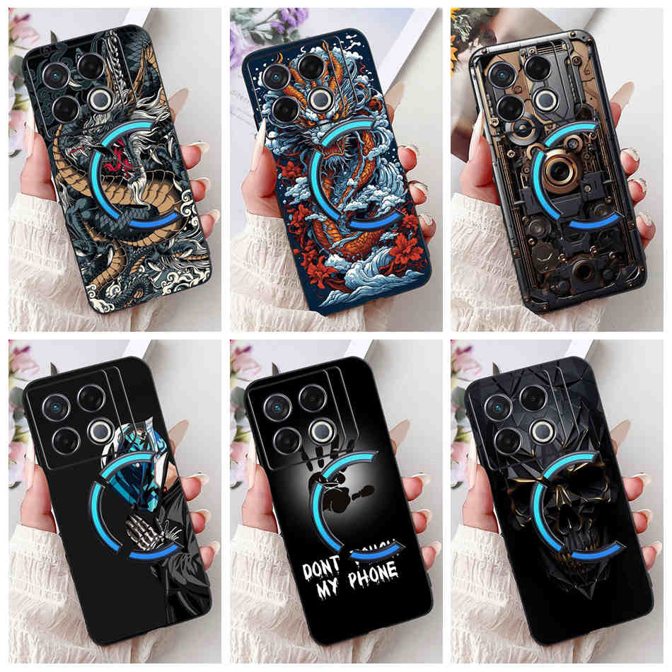 Infinix GT 20 Pro X6871 Cool Dragon Metal Style Pattern Phone Casing  Infinix GT20 Pro 5G Black Silicone Soft Case