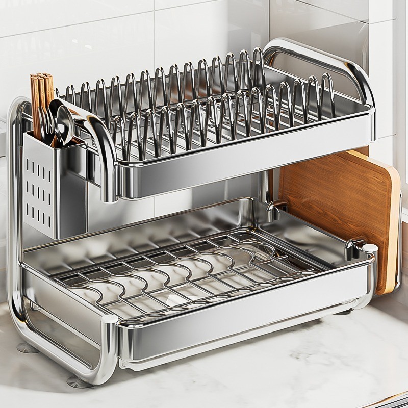 Stainless Steel Dish Storage Rack Drain Dishes Kitchen Rack ...