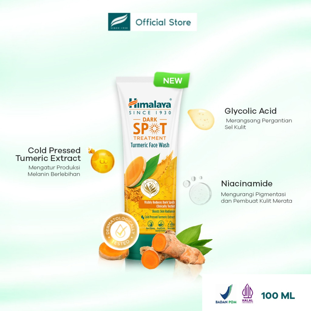 Himalaya Dark Spot Treatment Turmeric Face wash 100ml / Merah Jingga Official - Gambar 4