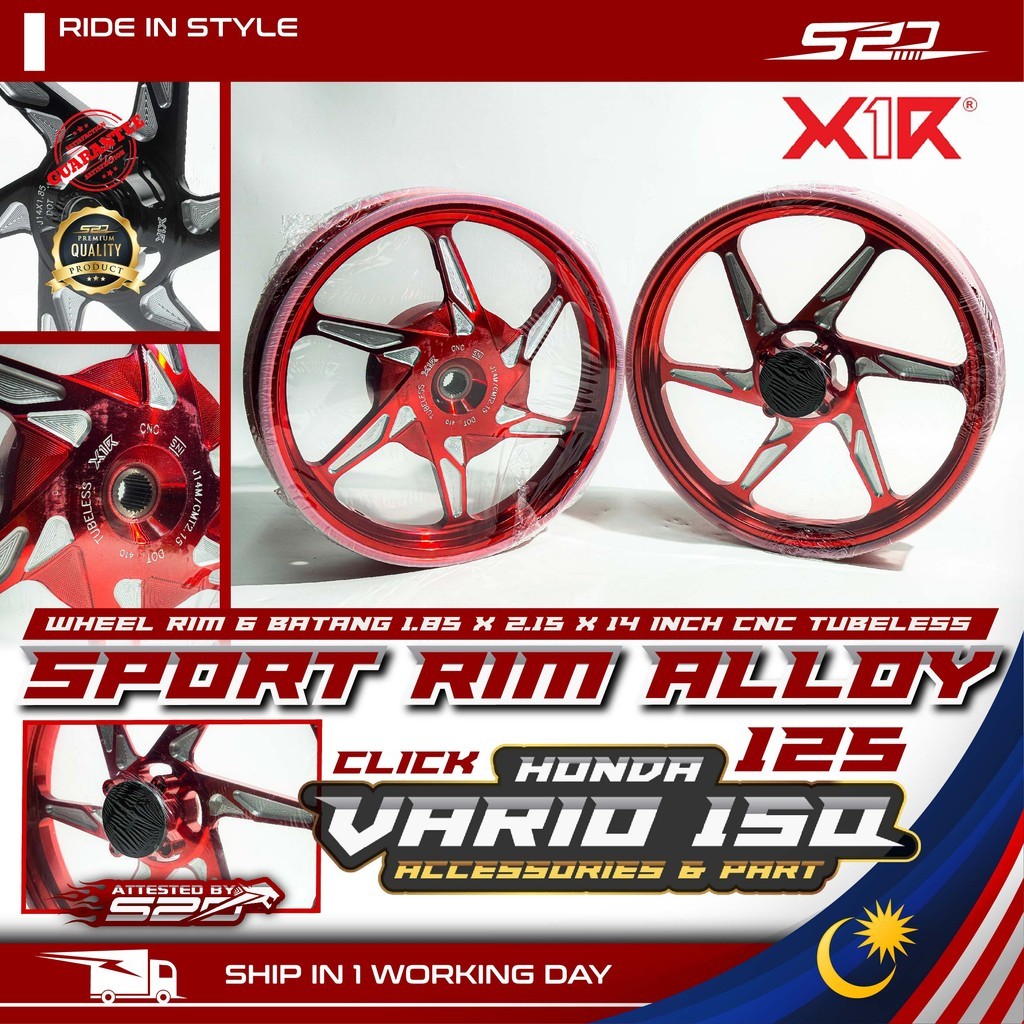Sport Rim Alloy X1R 6 Batang HONDA VARIO 125 150 CLICK PNP Wheel Rim ...