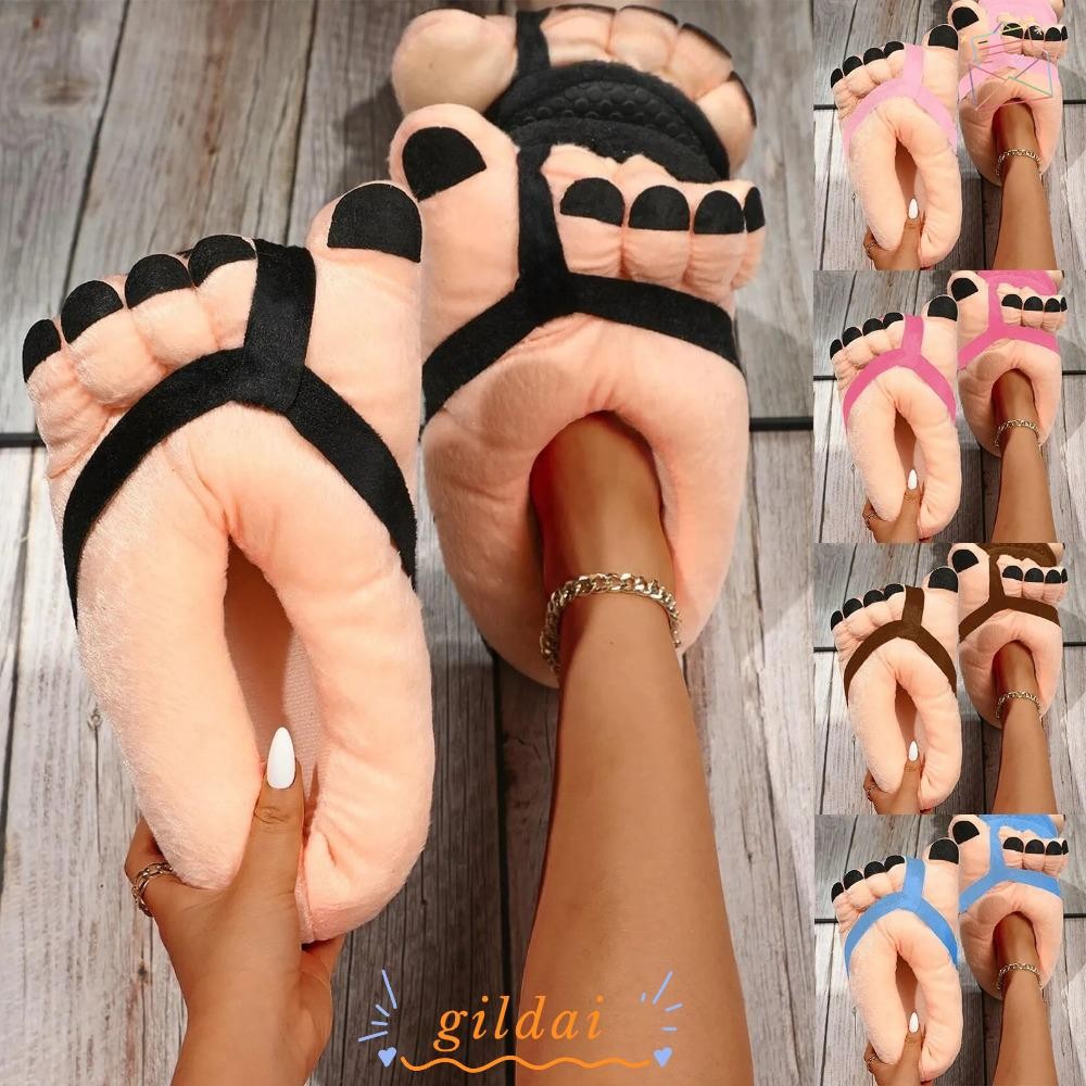 GILDAI Funny Slippers Cotton Big Feet Big Toe Shoes Couples Funny Creative Warm Cartoon Toe Shoes Home Shopee Singapore