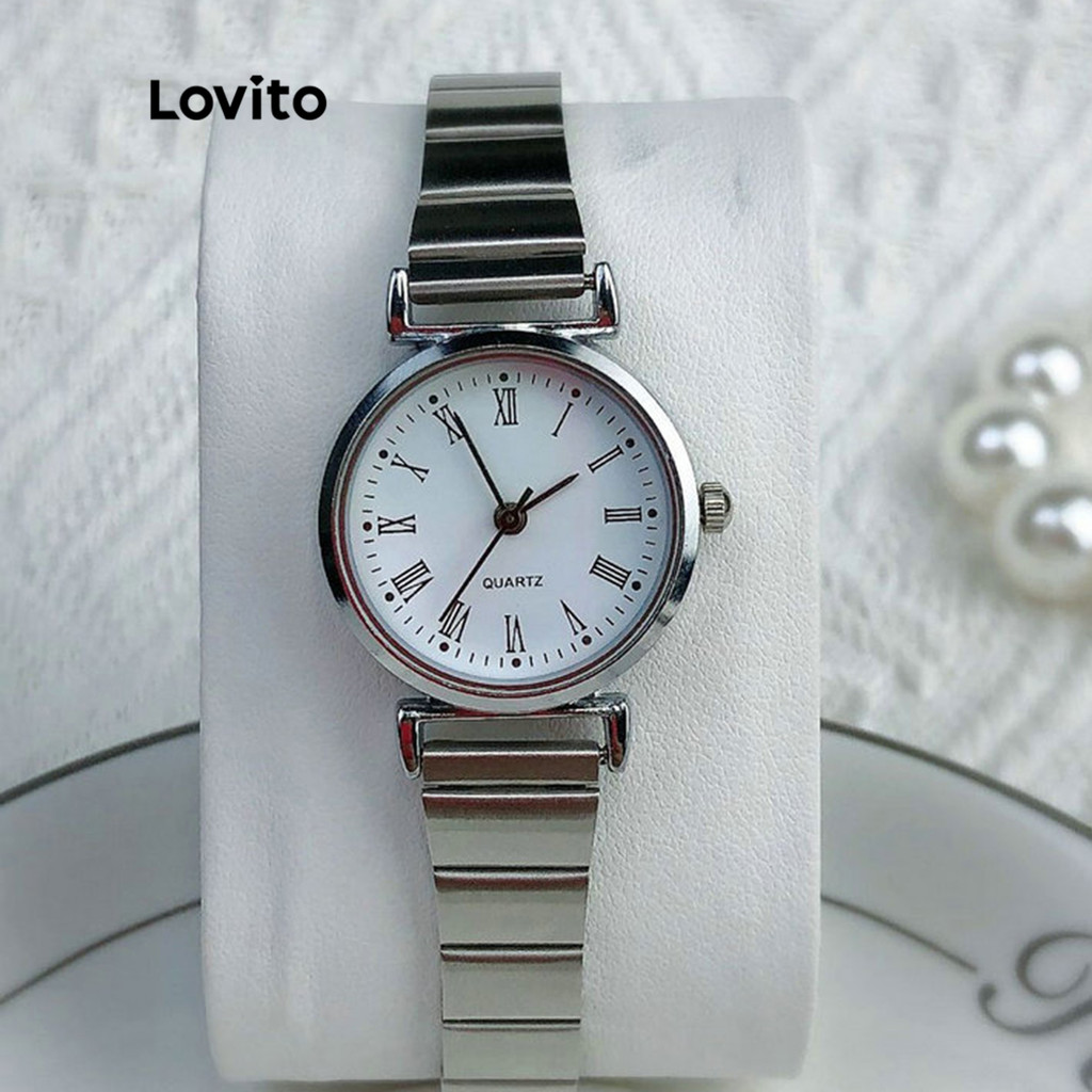 Lovito Casual Plain Texture Metal Digital Quartz Watch for Women LNA13089 Silver Shopee Singapore