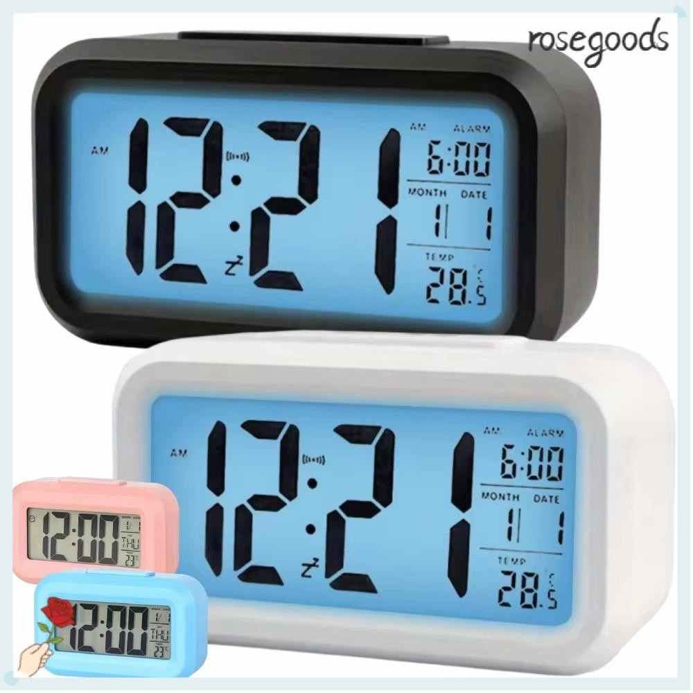 ROSEGOODS1 Digital Alarm Clock, Temperature Display Calendar LED ...