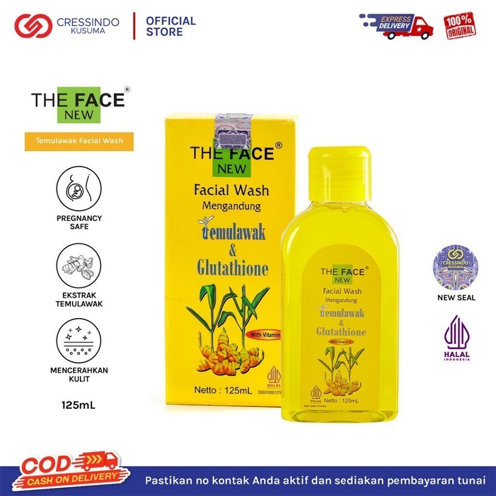 THE FACE Temulawak Facial Wash with Glutathione 125ml / Merah Jingga Official - Gambar 2
