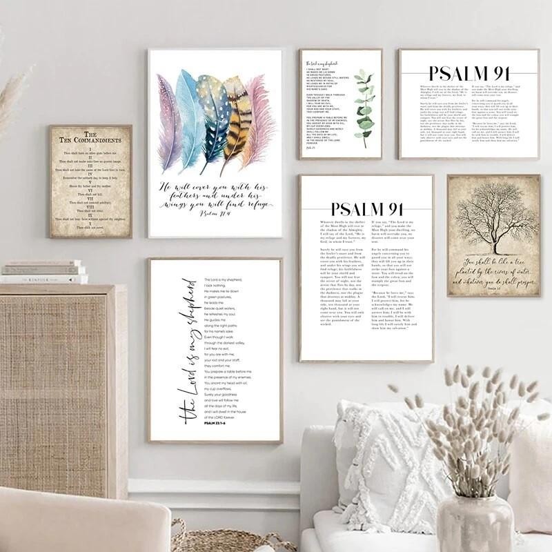 Psalm Scripture Canvas Wall Art Psalm Bible Verse Minimalist Prints for ...