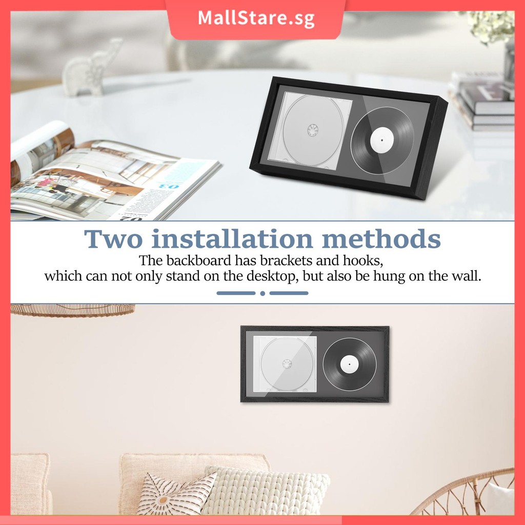 CD Frame Display Case Wood CD Display Frame With Bracket Hook Double ...