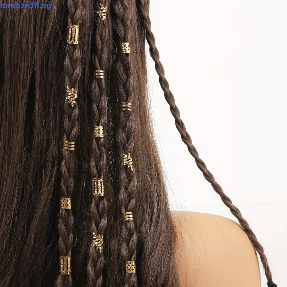 LOMBARD 40PCS Mixed Hair Rings Set, Metal Cuff Clips Hair Braiding ...