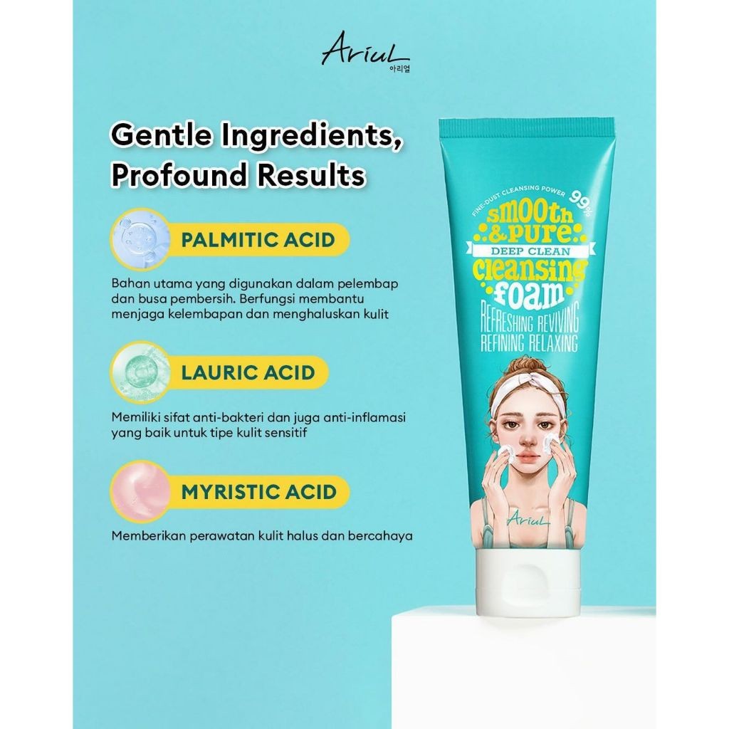 Ariul Smooth And Pure Cleansing Foam 80m / Merah Jingga Official - Gambar 3
