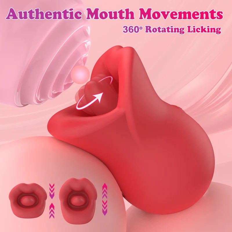 Red Lips And Big Mouth Licks Masturbation Vibrator With Tongue