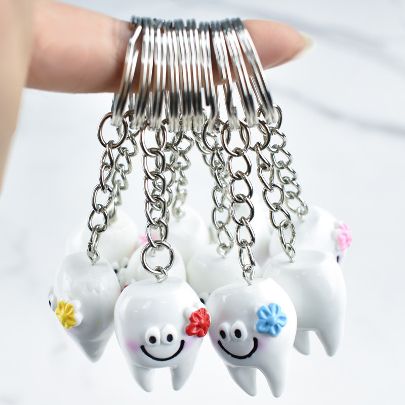 10 Pcs Dental Tooth Shape Model Simulation Keychain Fashion Keyring ...