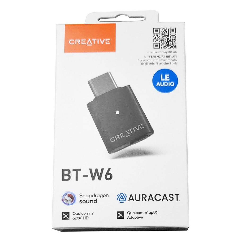 Adaptateur Bluetooth Creative BT-W6 - Snapdragon Sound, AptX Lossless, Low Latency - Pour PC/Mac/Consoles