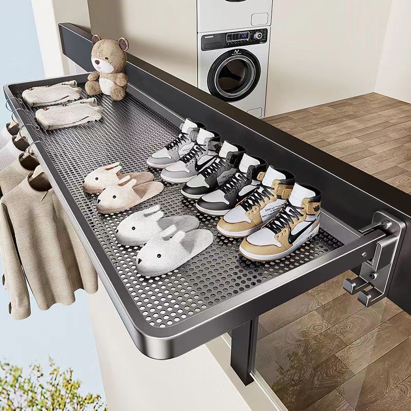 Folding Drying Rack Invisible Balcony Shoe Rack Bay Window Indoor Space ...