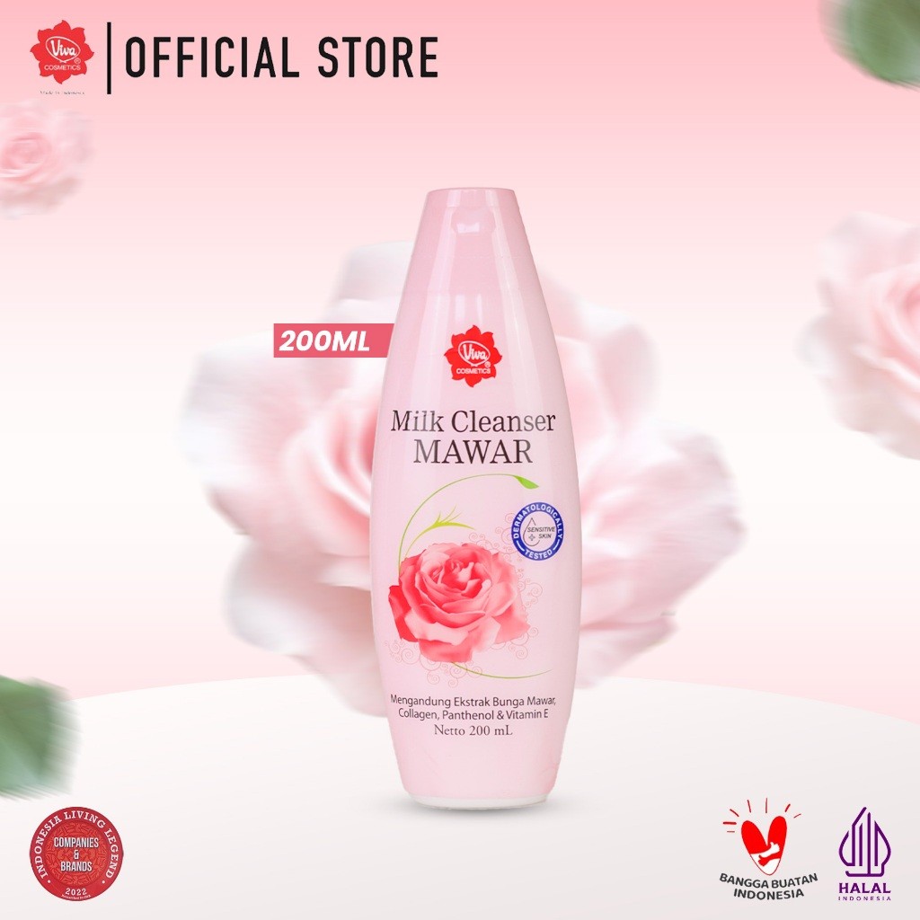 Viva Milk Cleanser Mawar with VIT E, Collagen & Panthenol / Merah Jingga Official - Gambar 4