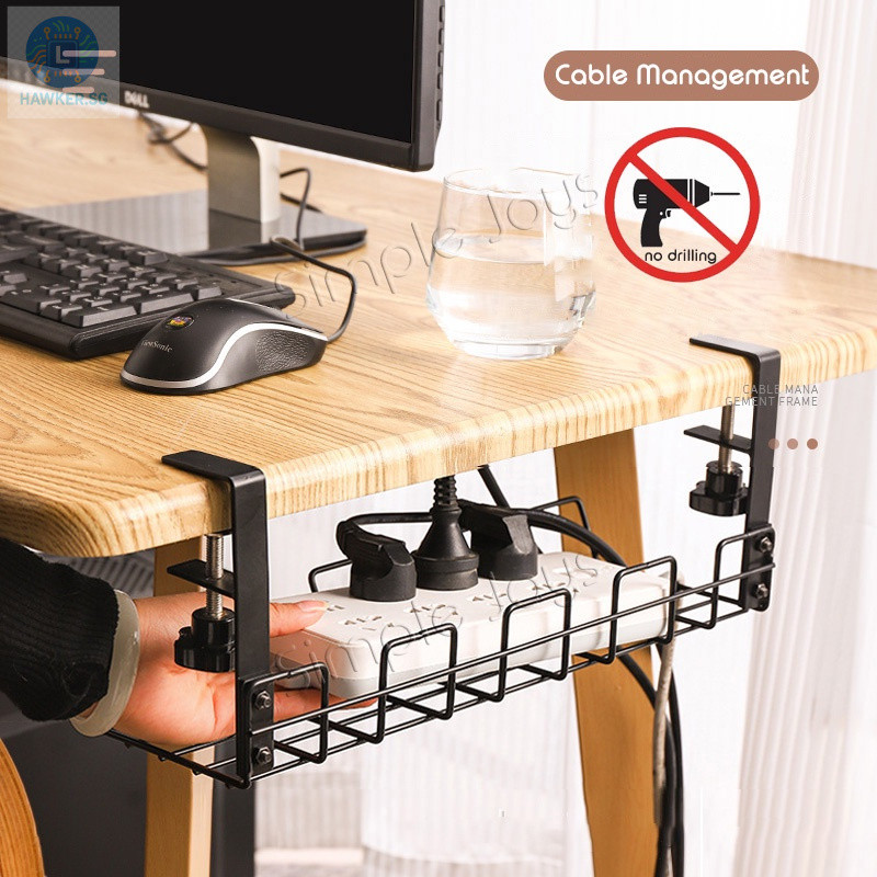 Hawker Cable Management Under Desk No Drill Under-Table Organizer Tray ...
