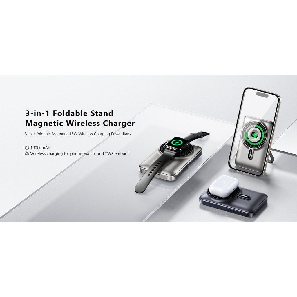 [3CCC] REMAX RPP-695 10000mAh 3 in 1 Foldable magnetic Wireless ...