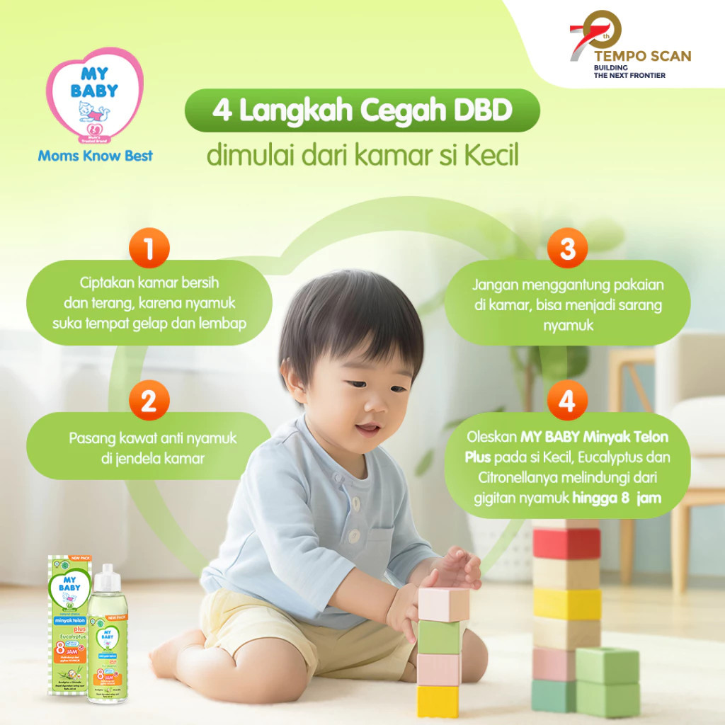 MY BABY Minyak Telon Plus Eucalyptus - Anti Nyamuk 8 Jam / Merah Jingga Official - Gambar 4