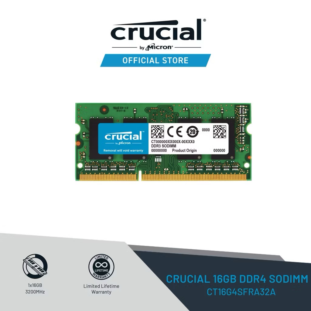 Crucial 16GB DDR4 3200MHz CL221.2V Non-ECC SODIMM