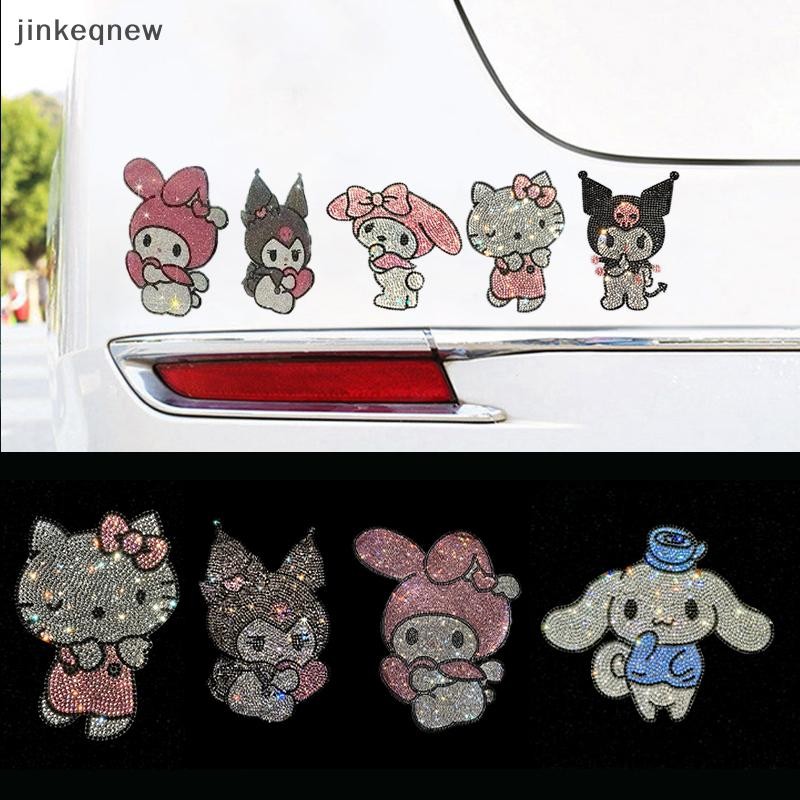 JKSG Kawaii Crystal Hello Kitty Car Gas Sticker Anime Sanrio Kuromi ...