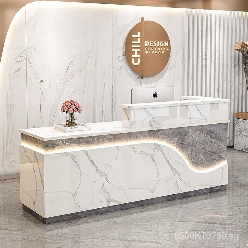 Corner Reception Desk Modern Front Desk Illuminated Clothing Store ...