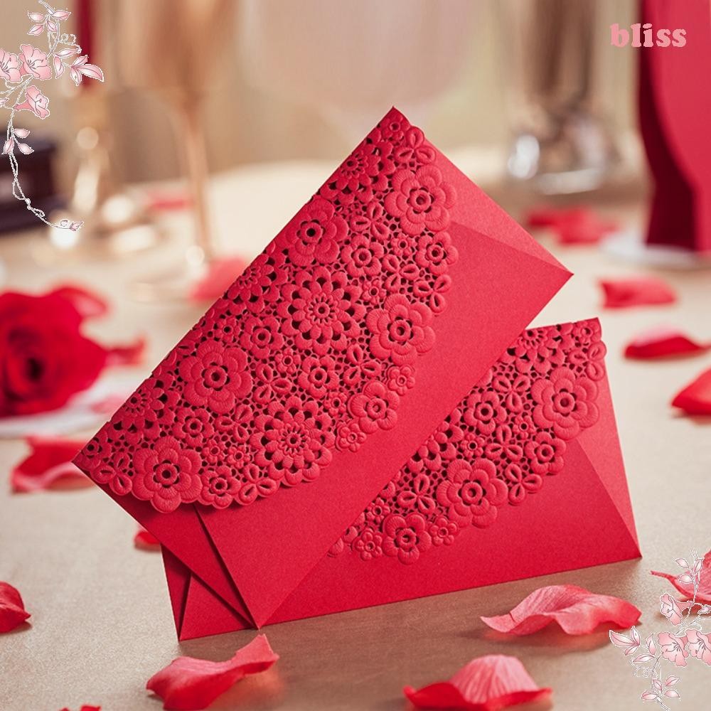 BLISS 6pcs Chinese Red Envelopes, Laser Engraving Rectangular Lucky ...