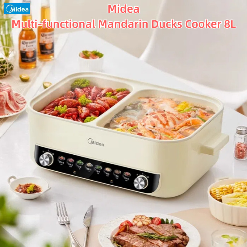 Midea Double Flavor Hot Pot 8L Mandarin Duck Pot Electric Cooker Stew ...