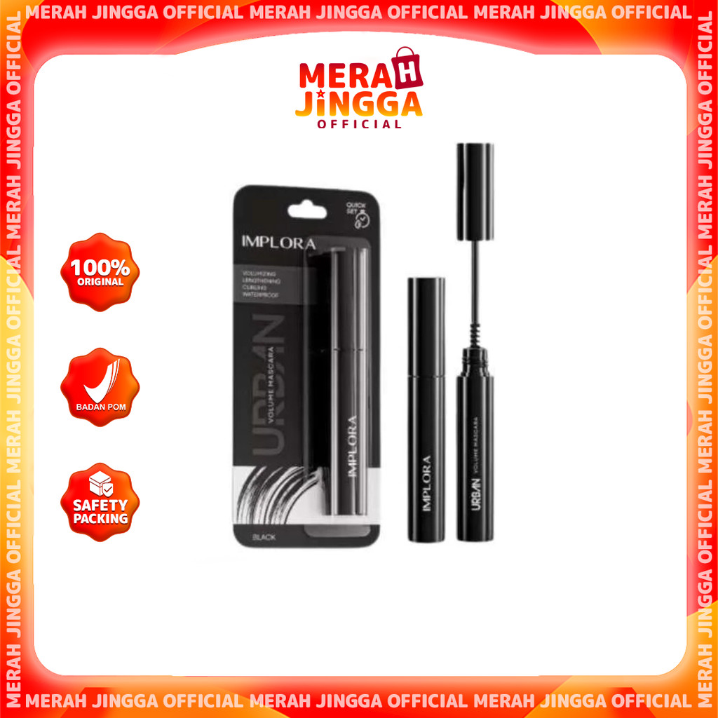 Implora URBAN Volume Mascara New Quick Set Mascara Melebatkan Volumizing / Merah Jingga Official