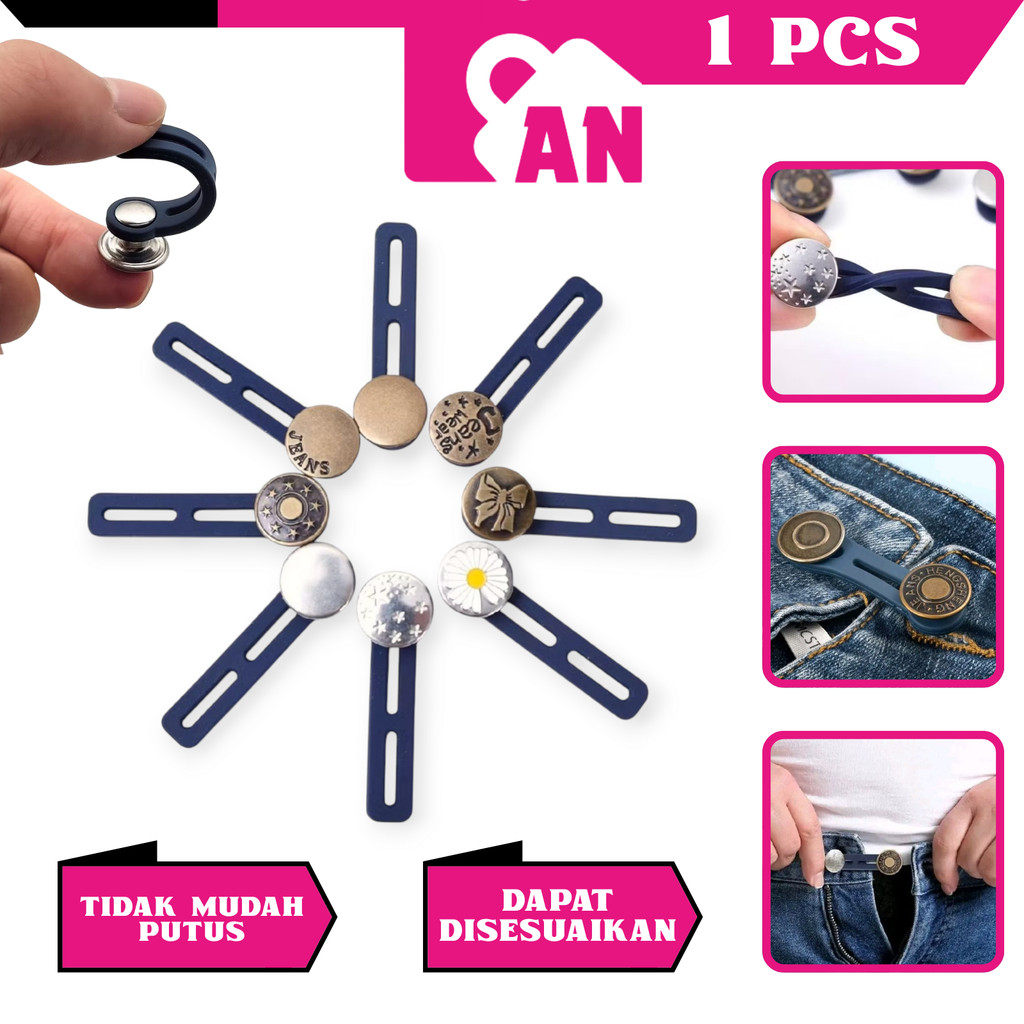 1PCS Kancing Celana Jeans Panjang Adjustable Double Extender Aksesoris Tambahan Pembesar Manset Pakaian A087