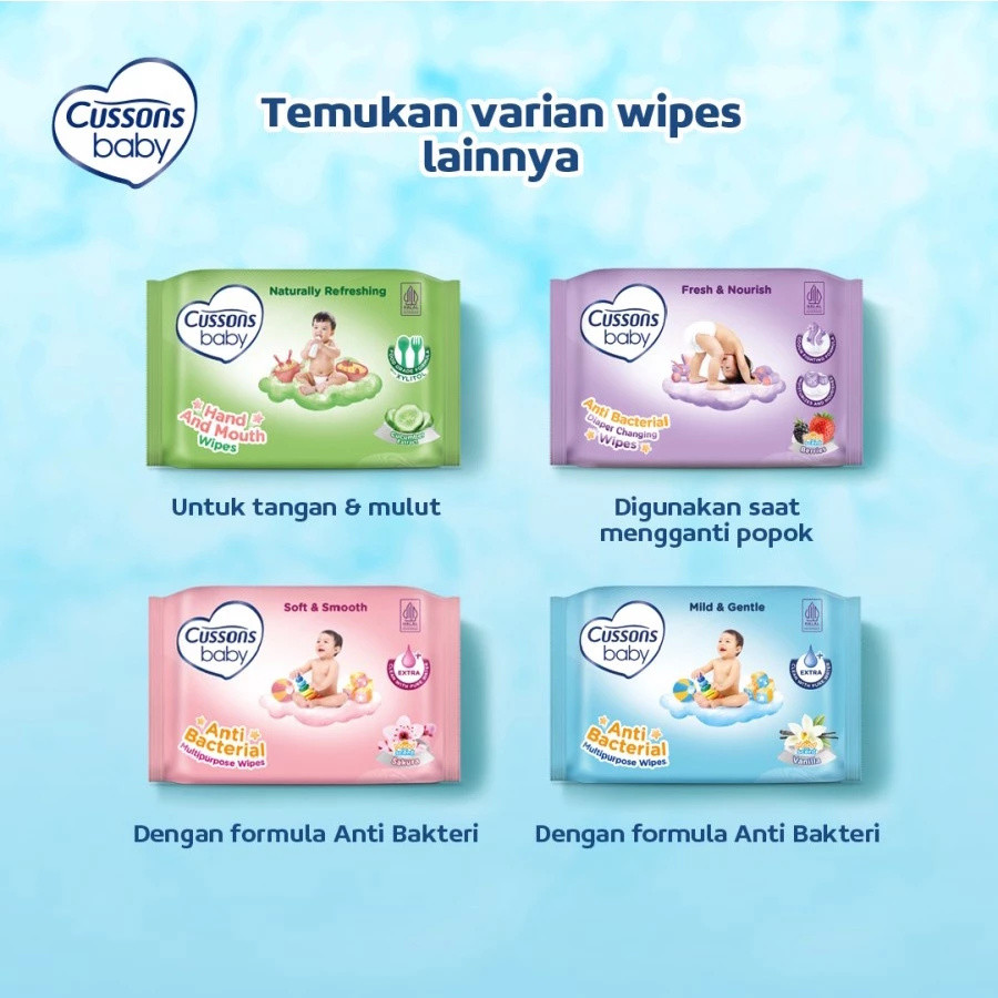 Cussons Baby Wipes - Tisu Basah Bayi - Ganti Popok 45's / Merah jingga Official - Gambar 2